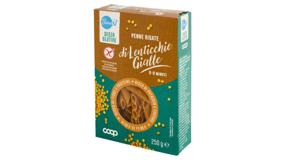 Penne Rigate Di Lenticchie Gialle Senza Glutine 250 G