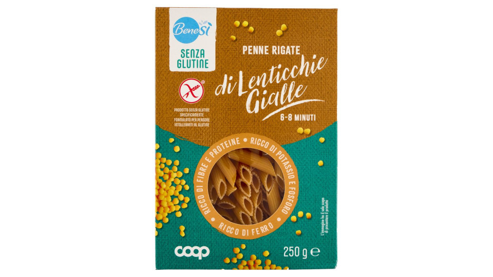 Penne Rigate Di Lenticchie Gialle Senza Glutine 250 G