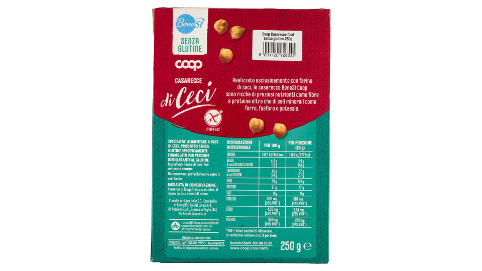 Caserecce Di Ceci Senza Glutine 250 G