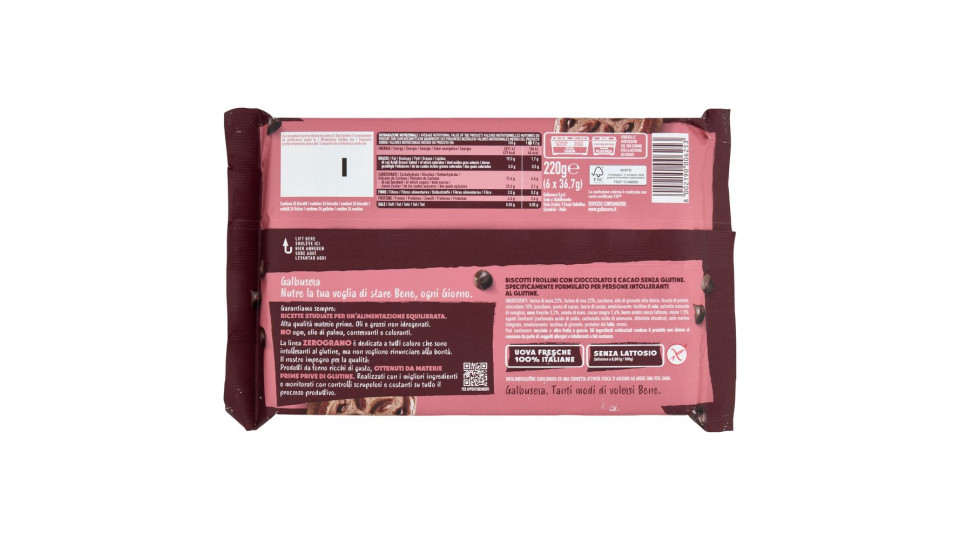 Galbusera Zerograno Frollino Cacao Senza Glutine 220 G (6 Monoporzioni)