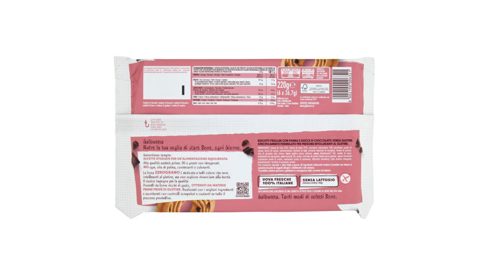 Galbusera Zerograno Panna E Cioccolato Senza Glutine 220 G (6 Monoporzioni)