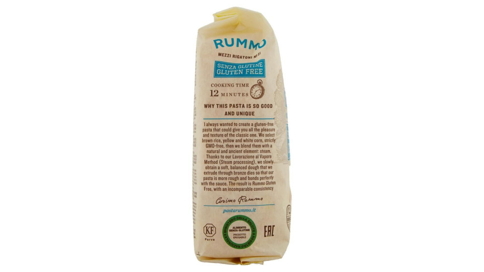 Rummo Senza Glutine Mezzi Rigatoni N° 51 400 G
