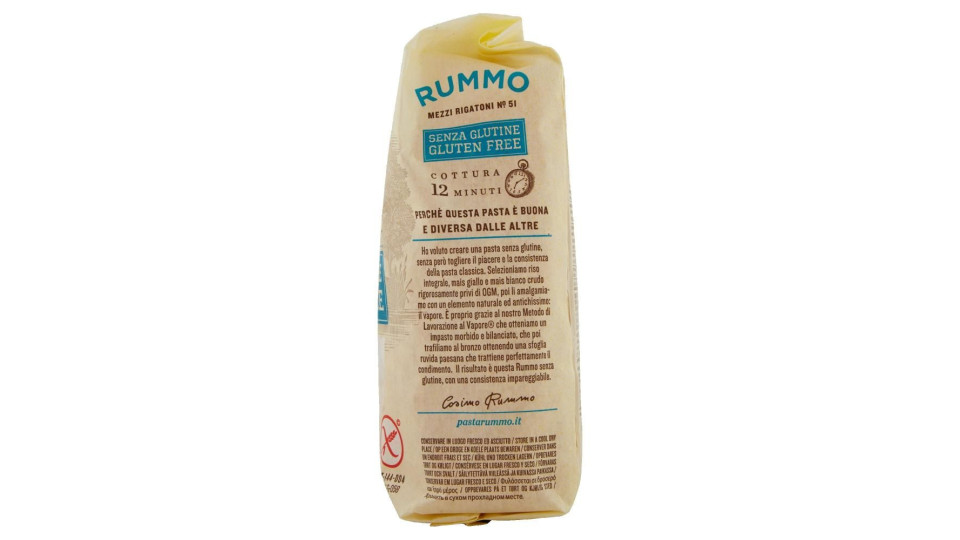 Rummo Senza Glutine Mezzi Rigatoni N° 51 400 G