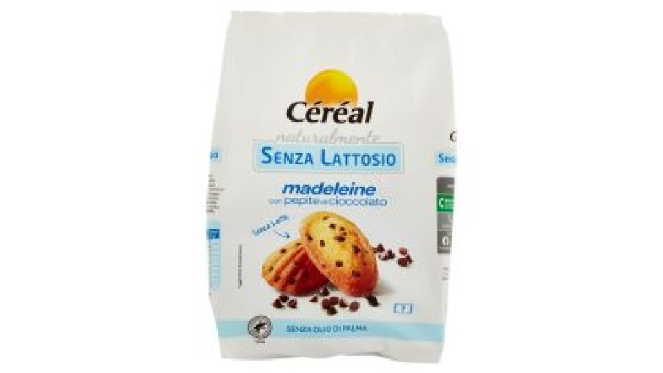 Céréal Senza Lattosio Madeleine Con Pepite Di Cioccolato, 7 Merendine Senza Glutine, 210g