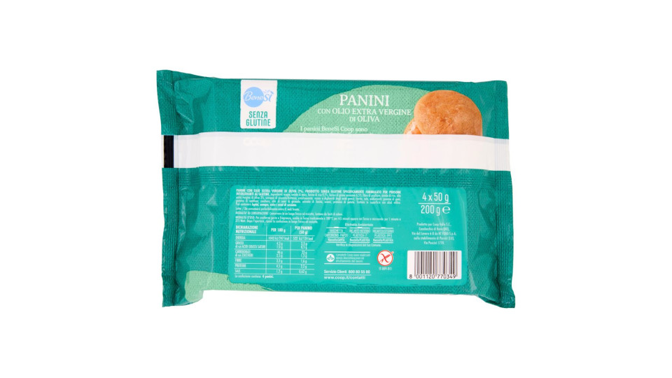 Panini Con Olio Extra Vergine Di Oliva Senza Glutine 4 X 50 G