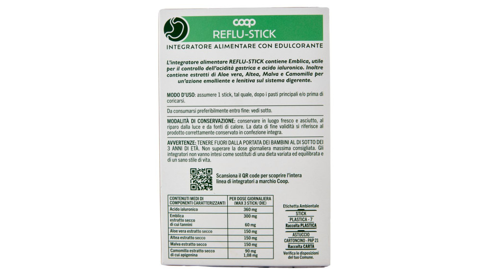 Integratore Alimentare Con Edulcorante Reflu-stick 10 X 15 Ml