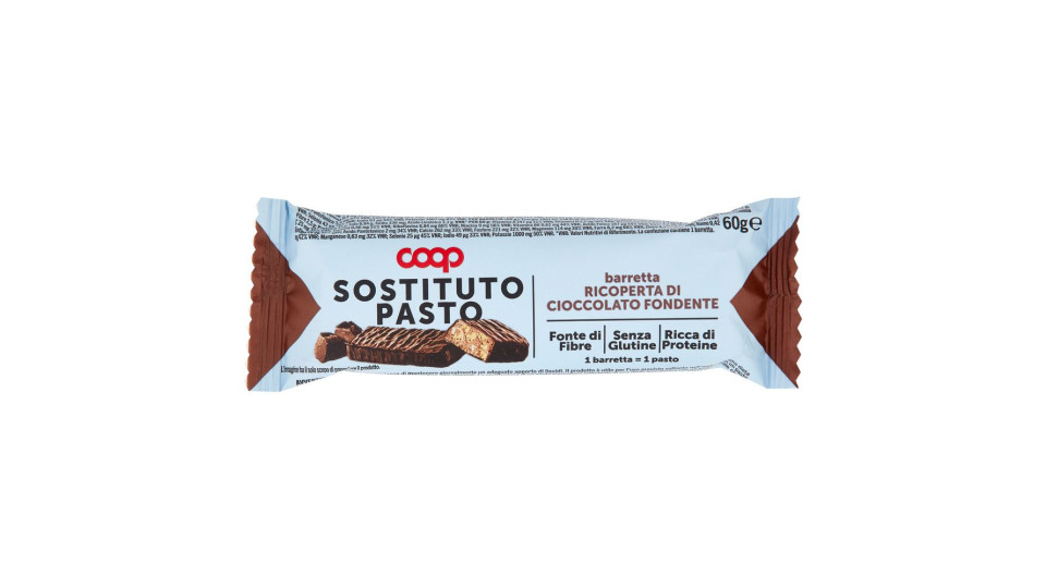 Barretta Ricoperta Di Cioccolato Fondente Sostituto Pasto 60 G