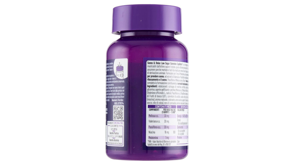Equilibra Sonno & Relax Low Sugar Gummies 30 Gummies 90 G