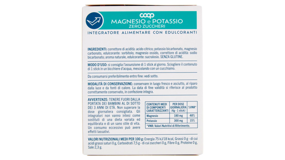 Integratore Alimentare Magnesio E Potassio Zero Zuccheri Stick 20 X 4 G