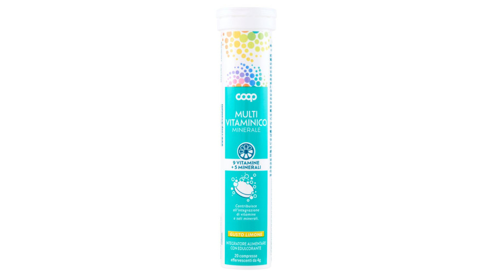 Integratore Alimentare Multi Vitaminico Minerale 9 Vitamine+5 Minerali Compresse Effervescenti 20x4g