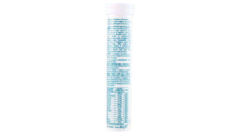 Integratore Alimentare Multi Vitaminico Minerale 9 Vitamine+5 Minerali Compresse Effervescenti 20x4g
