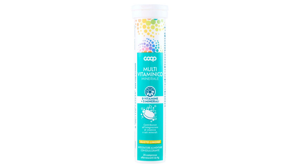 Integratore Alimentare Multi Vitaminico Minerale 9 Vitamine+5 Minerali Compresse Effervescenti 20x4g
