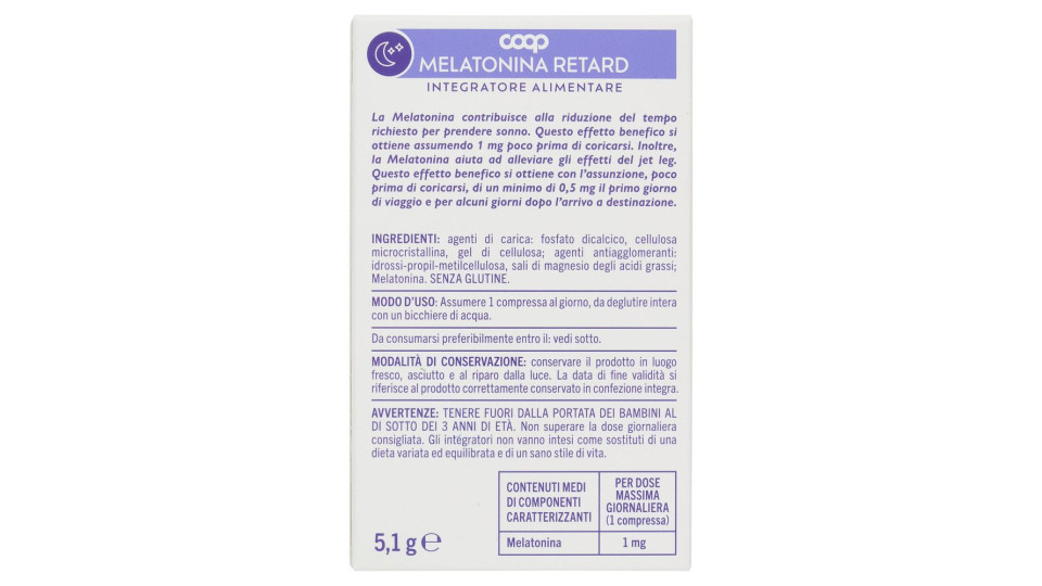 Integratore Alimentare Melatonina Retard Compresse 60 X 0,085 G