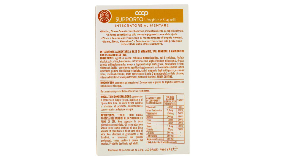 Integratore Alimentare Supporto Unghie E Capelli Compresse 30 X 0,9 G
