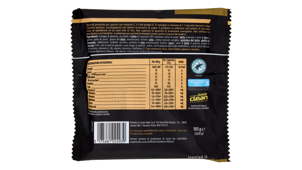 Isostad, High Protein 25 Sport Bar, Gusto Nocciola, 25% Di Proteine - 3 X 35 G