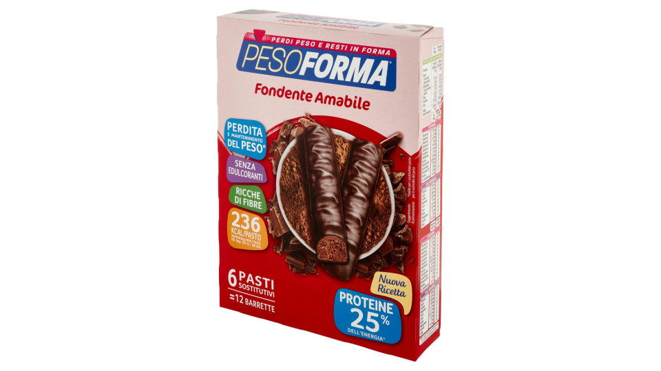 Pesoforma Fondente Amabile, Sostitutivo Del Pasto Ricco Di Fibre, 236kcal Per Pasto, 12 X 31 G