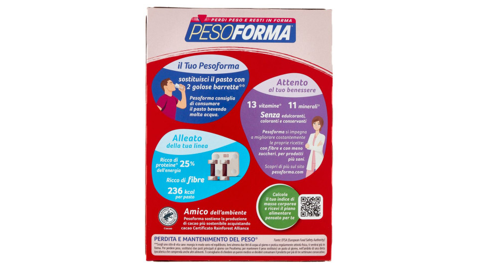 Pesoforma Fondente Amabile, Sostitutivo Del Pasto Ricco Di Fibre, 236kcal Per Pasto, 12 X 31 G