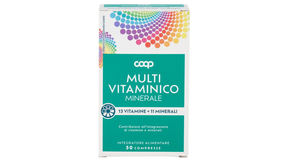 Integratore Alimentare Multi Vitaminico Minerale 13 Vitamine + 11 Minerali Compresse 30 X 1,325 G