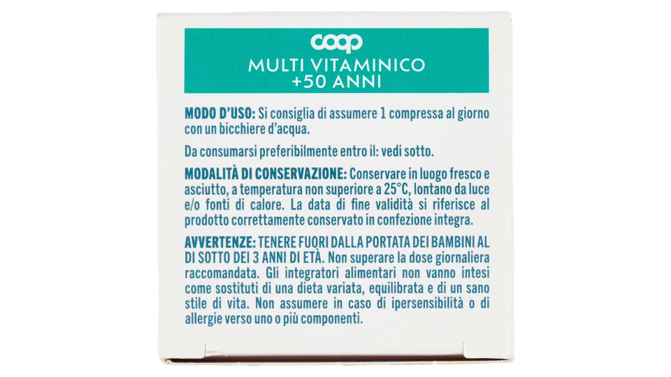 Integratore Alimentare Multi Vitaminico +50 Anni 13 Vitamine + 11 Minerali Compresse 30 X 1,31 G