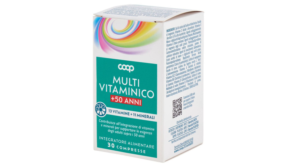 Integratore Alimentare Multi Vitaminico +50 Anni 13 Vitamine + 11 Minerali Compresse 30 X 1,31 G