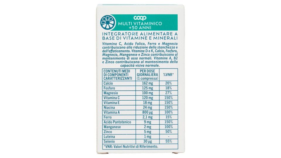 Integratore Alimentare Multi Vitaminico +50 Anni 13 Vitamine + 11 Minerali Compresse 30 X 1,31 G