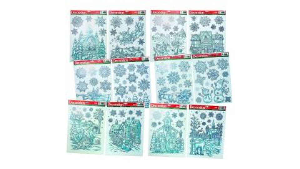 Sticker Paesaggi E Fiocchi Bianchi E Azzurri 43x30 Cm