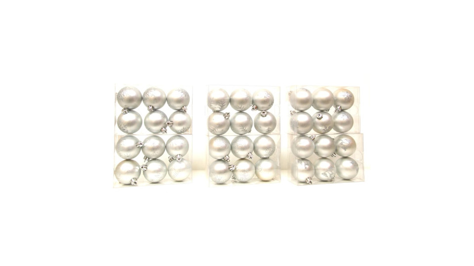 Scatola 6 Sfere Plastica Argento