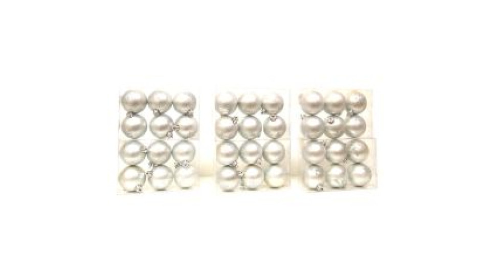 Scatola 6 Sfere Plastica Argento