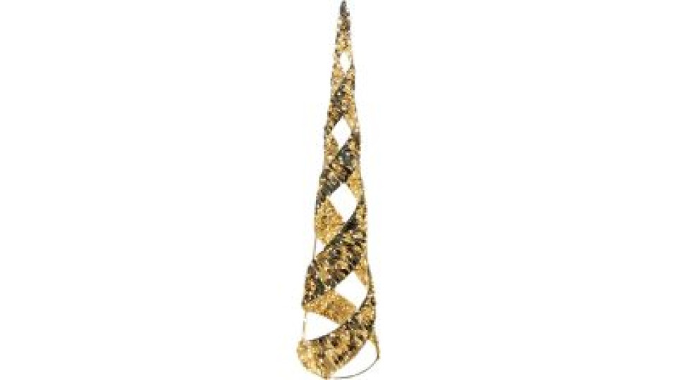 Albero Prestige Gold Led Bianco E Nastro 100x24 Cm