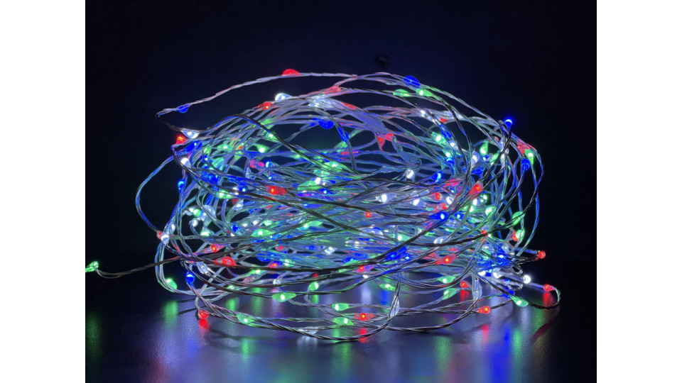 300 Gocce Di Led Multi Su Filo Di Rame 15 M