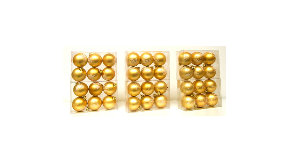 Scatola 6 Sfere Plastica Oro