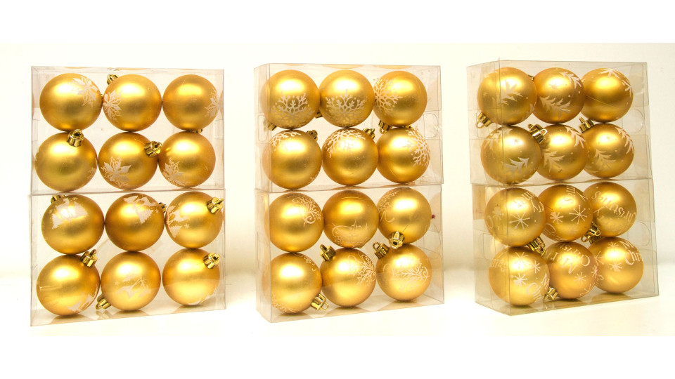 Scatola 6 Sfere Plastica Oro