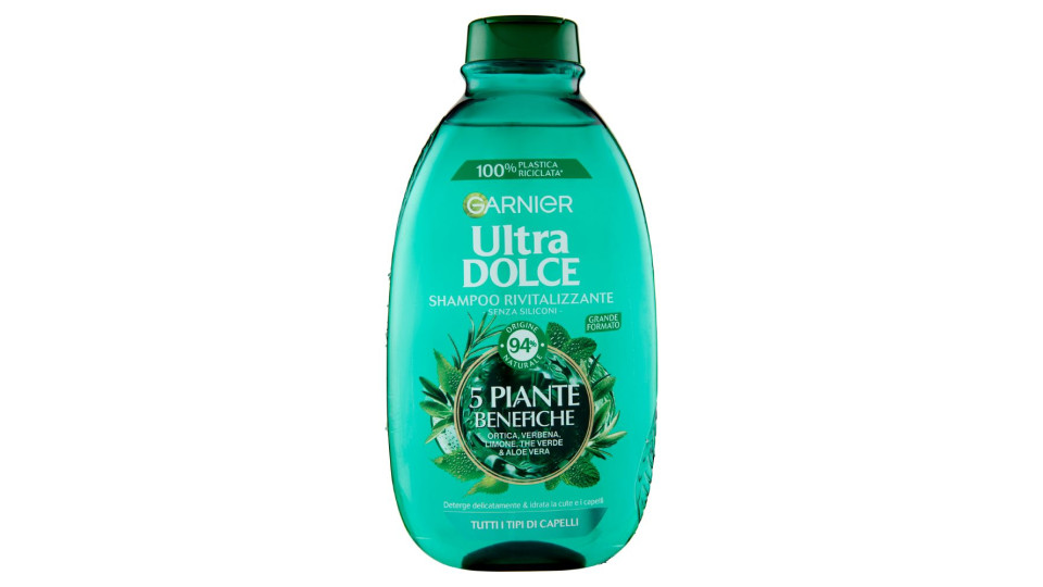 Garnier - Ultra Dolce Shampoo 5 Piante per capelli normali, senza parabeni, estratti naturali