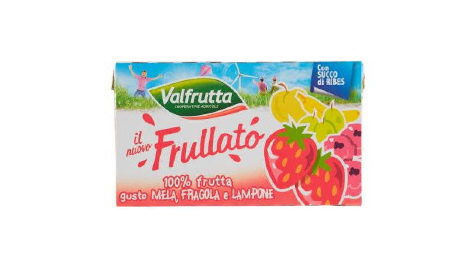 Valfrutta il nuovo Frullato 100% frutta gusto Mela, Fragola e Lampone