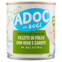 Adoc, cane alimento con pollo riso carote