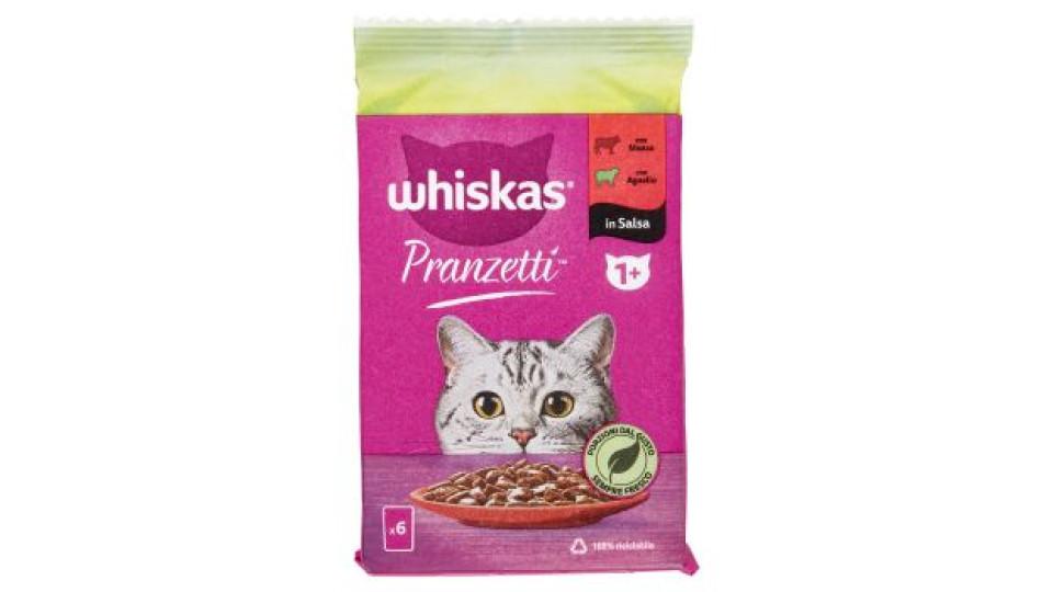 Whiskas pranzetti manzo agnello coniglio x6