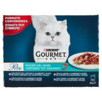 PURINA GOURMET Perle Gatto Piaceri del Mare con Salmone, Platessa, Tonno e Pesce dell'Oceano