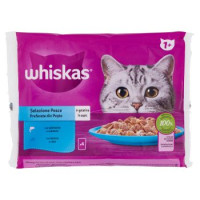 whiskas, gatto Selezione Pesce 1+ straccetti in gelatina  tonno merluzzo carbonaro pesce bianco