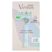 Gillette Venus per peli e pelle della zona intima Rasoio Donna, 1 Manico + 2 Lamette