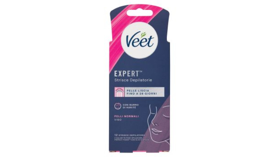 Veet Strisce Depilatorie Viso Pelli Normali, 16 Pezzi, Pacco da 3