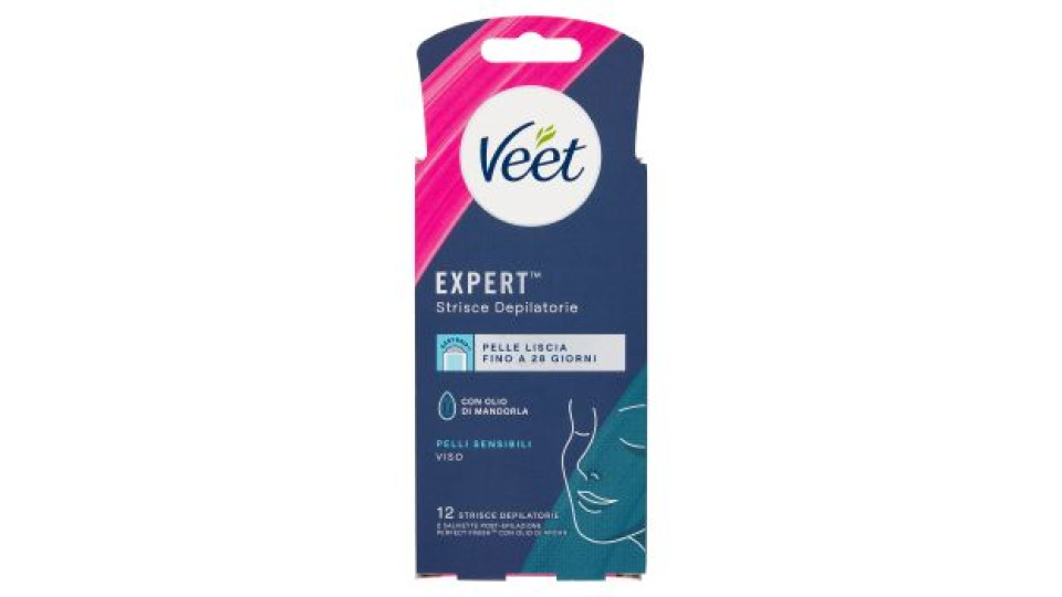 Veet Strisce Viso Expert Pelli Sensibili 12 pezzi