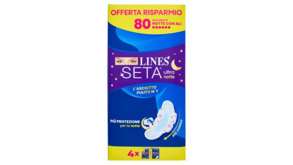 Lines, Seta Ultra notte assorbenti con ali ripiegati