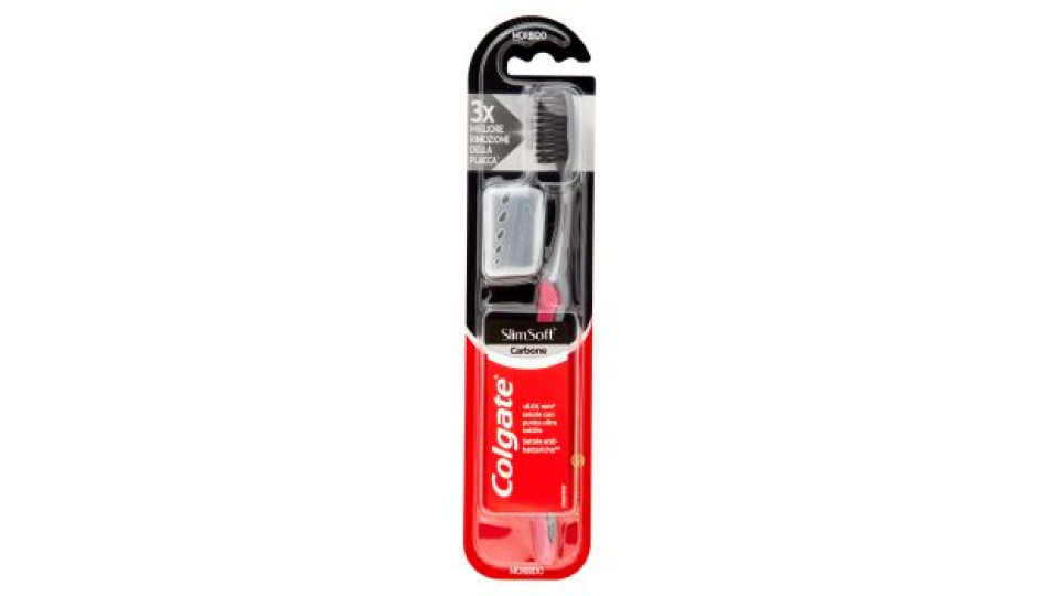 Colgate spazzolino Slim Soft al carbone pulizia profonda, morbido