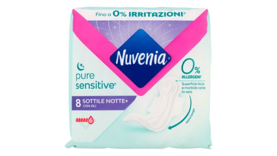 Nuvenia Pure Sensitive Sottile Goodnight+ con Ali 8 pz