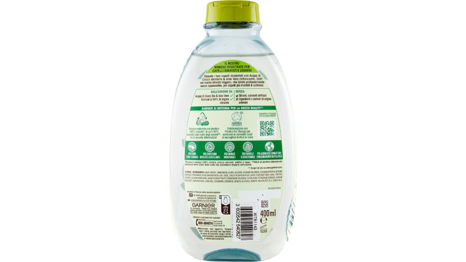 Garnier, Ultra Dolce Idratante acqua di cocco & aloe vera per capelli ruvidi e disidratati shampoo