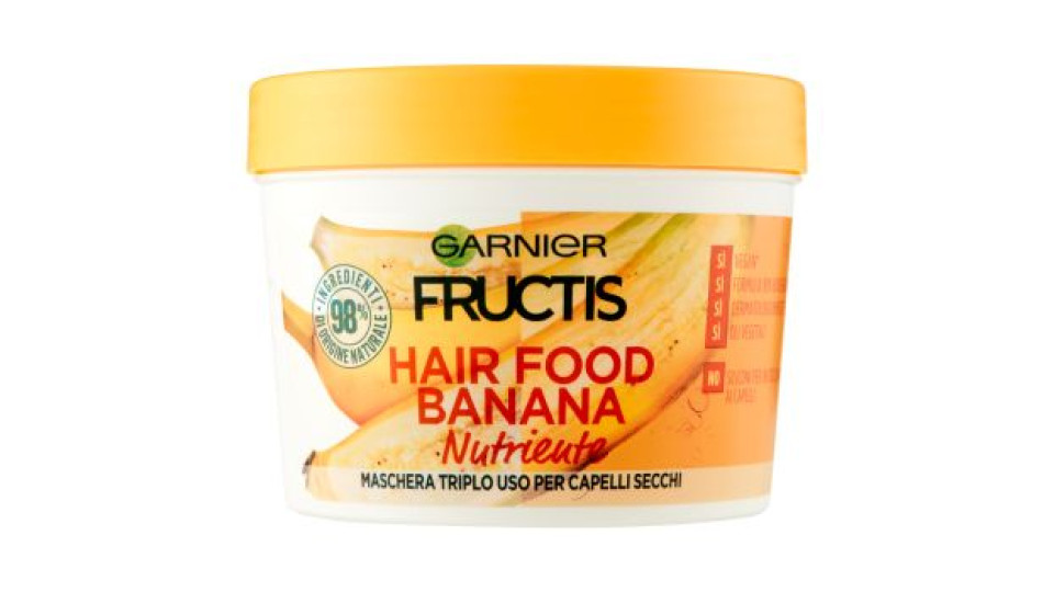Garnier Maschera Nutriente Fructis Hair Food, 3in1, Capelli Secchi, Banana