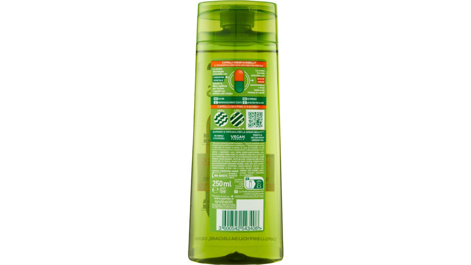 Garnier Fructis Shampoo Hydra Liss & Shine, shampoo lisciante, 250 ml