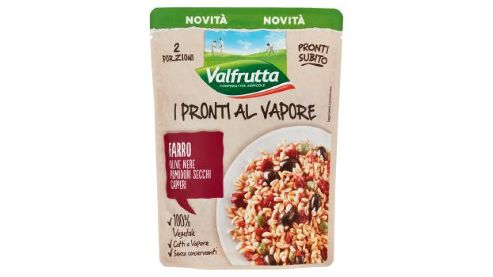 Valfrutta I Pronti al Vapore Farro, Olive Nere, Pomodori Secchi, Capperi