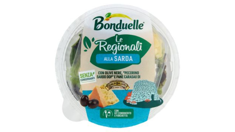 Bonduelle Le Regionali alla Sarda con Olive Nere, Formaggio e Pane Carasau 130 g
