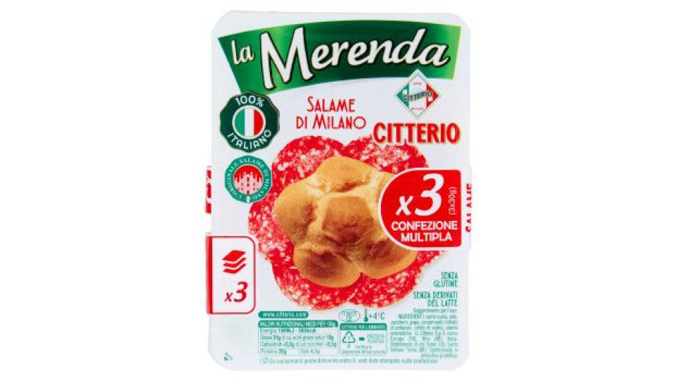 Citterio - Merenda Salame di Milano x 3 - 90 g